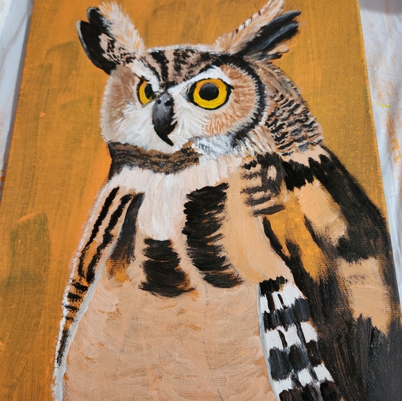 Original Signed acrylic paintings of Great Horned Owl - Picture 4 of 5
